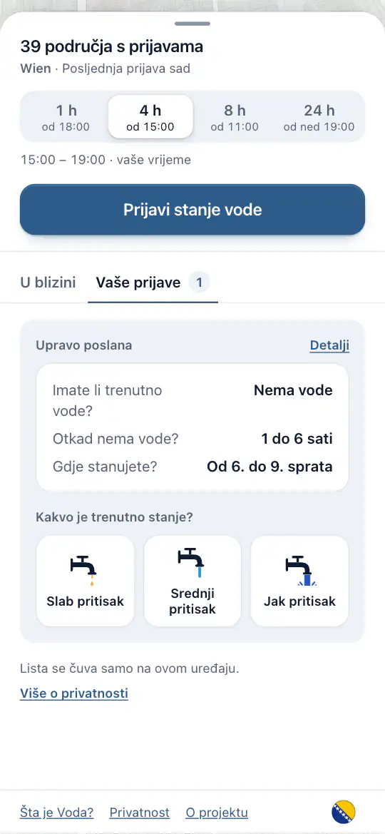 Vaša prijava, s odgovorima za ažuriranje