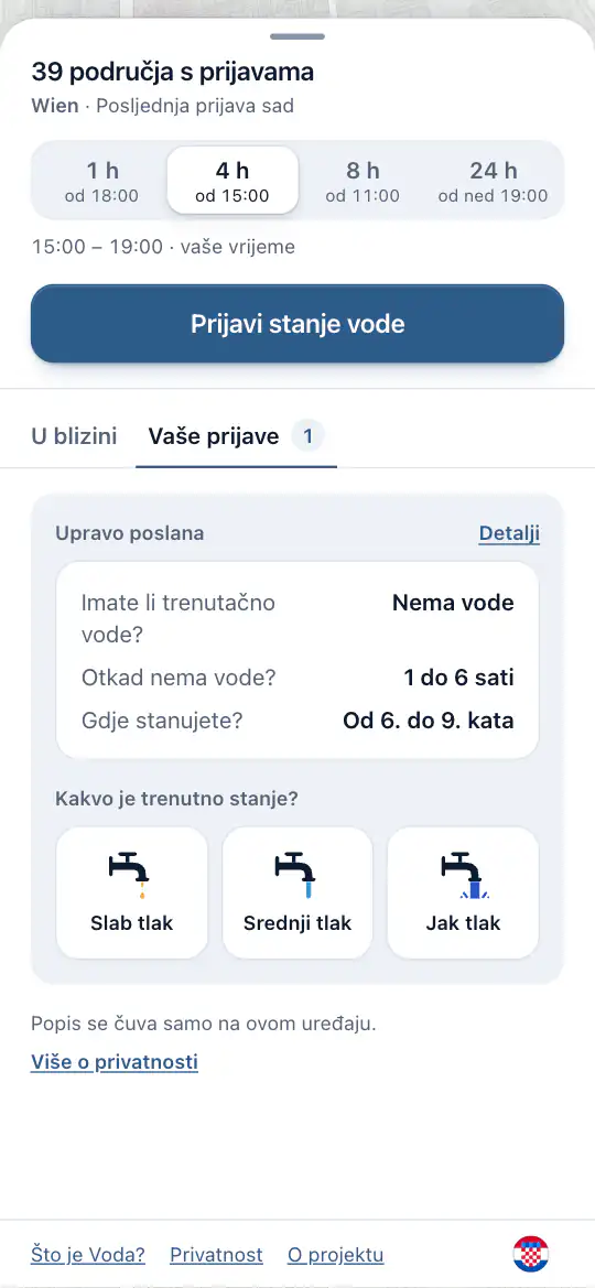 Vaša prijava, s odgovorima za ažuriranje