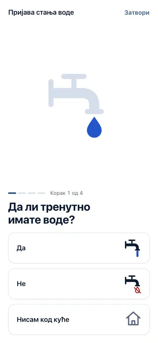 Прво питање: имате ли тренутно воде?